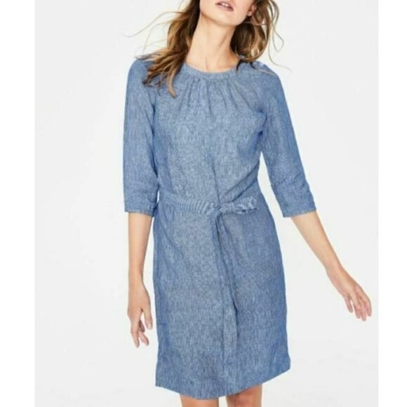 Boden Katie Blue Linen Shirt Dress - Picture 1 of 6